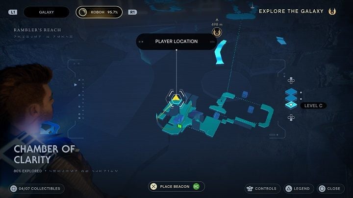 Behind the doorway, run across the wall and go forward - Jedi Survivor: Chamber of Clarity - list of secrets - Koboh - Star Wars Jedi Survivor guide