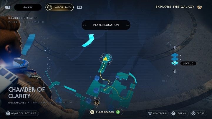 From Databank #4 location, Force Push a block nearby and return to the two blocks below - Jedi Survivor: Chamber of Clarity - list of secrets - Koboh - Star Wars Jedi Survivor guide