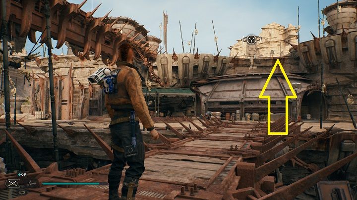 Leave the hangar and head right by following a path leading up - Jedi Survivor: Fort KahLin - list of secrets - Koboh - Star Wars Jedi Survivor guide