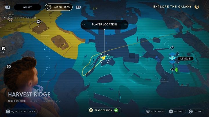 From Chest #2 location, jump to a lower shelf - the plant is there - Jedi Survivor: Harvest Ridge - list of secrets - Koboh - Star Wars Jedi Survivor guide