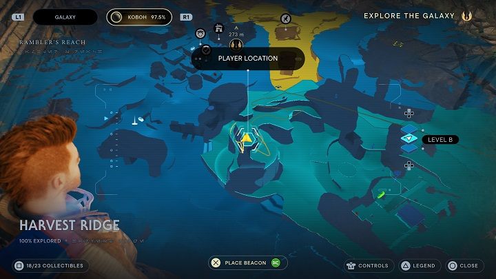 From Treasure #1 location, jump to a higher shelf and climb over the fence - Jedi Survivor: Harvest Ridge - list of secrets - Koboh - Star Wars Jedi Survivor guide