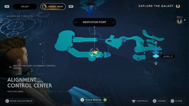 At the meditation point itself, there is a device that can be hacked by BD-1, but only if you have all 7 Jedi Meditation Chambers passed/completed - Jedi Survivor: Alignment Control Center - list of secrets - Koboh - Star Wars Jedi Survivor guide