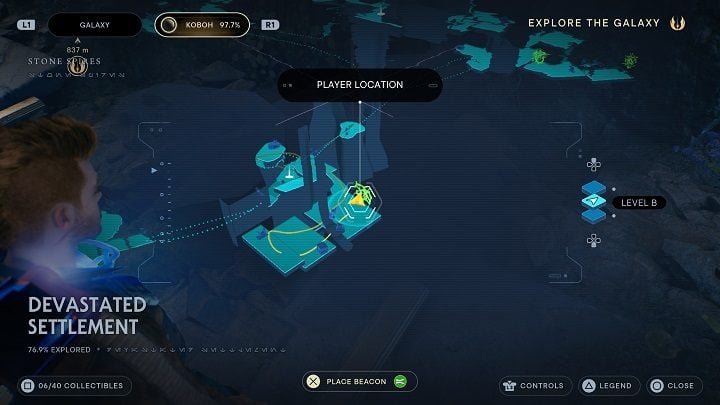 Now use BD-1's grinder and destroy the growth on the wall to find the treasure - Jedi Survivor: Devastated Settlement - list of secrets (Part 1) - Koboh - Star Wars Jedi Survivor guide