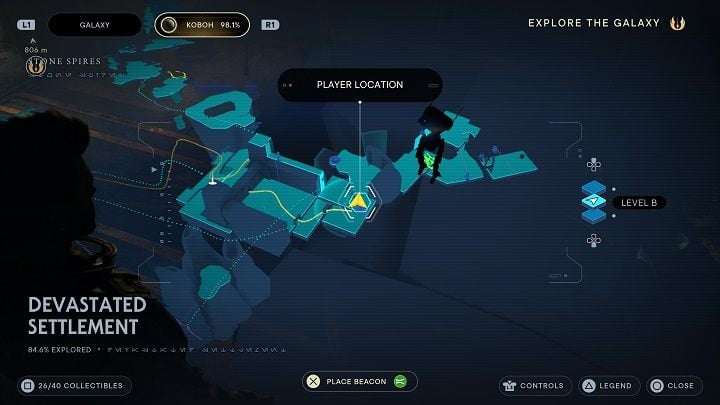 In the next room there is a echo that collecting of is a story event - it is impossible to skip it, but it counts along with the others - Jedi Survivor: Devastated Settlement - list of secrets (part 2) - Koboh - Star Wars Jedi Survivor guide