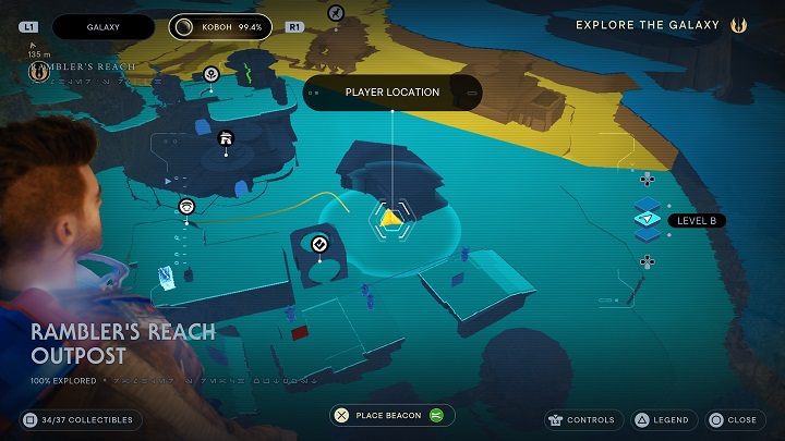 To access the next chest, you must have recruited T-1N8 - found in front of the entrance to Phon'qi Caverns - Jedi Survivor: Ramblers Reach Outpost - list of secrets (part 2) - Koboh - Star Wars Jedi Survivor guide