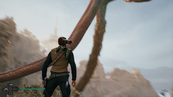 When you grab a hold of him, you'll be taken to a new zone - Winding Ravine - Jedi Survivor: Winding Ravine - list of secrets - Koboh - Star Wars Jedi Survivor guide