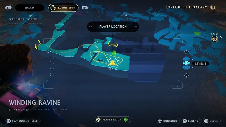 Once you arrive to the new area, you can go either left or right - Jedi Survivor: Winding Ravine - list of secrets - Koboh - Star Wars Jedi Survivor guide