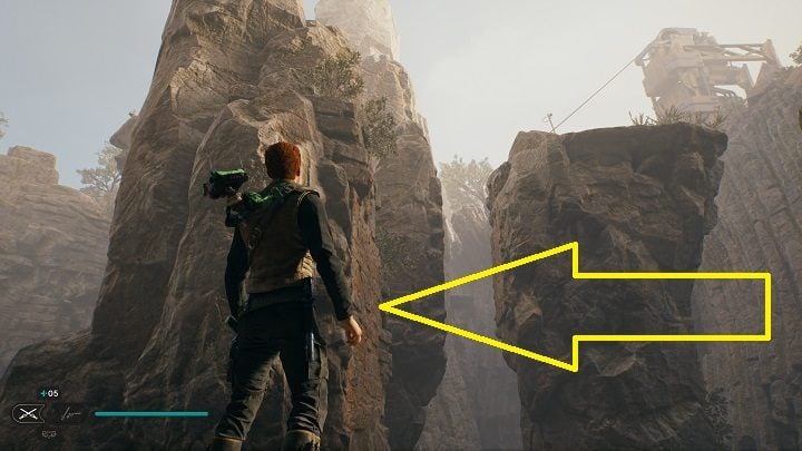 After collecting Shard #1, go back the way you came and use one of the walls to reach a nearby corridor - Jedi Survivor: Winding Ravine - list of secrets - Koboh - Star Wars Jedi Survivor guide