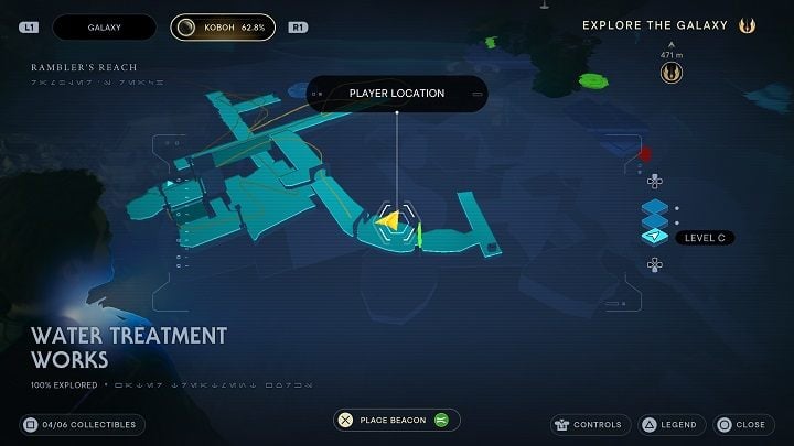 Further along the way you'll encounter a pile of debris which can be removed thanks to Telekinesis - Jedi Survivor: Water Treatment Works - secrets - Koboh - Star Wars Jedi Survivor guide