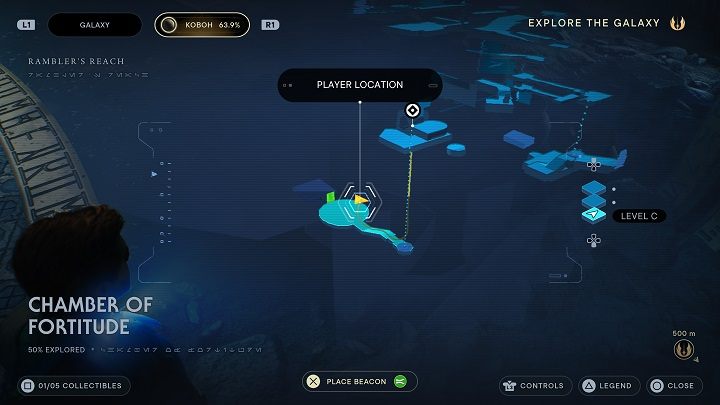 Not far from the chest you'll find the first databank - Jedi Survivor: Chamber of Fortitude - list of secrets - Koboh - Star Wars Jedi Survivor guide