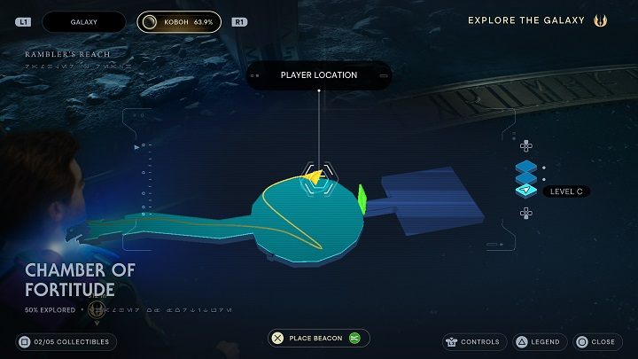 The only treasure from this zone is found in the first chamber, to the left not far from the wall - Jedi Survivor: Chamber of Fortitude - list of secrets - Koboh - Star Wars Jedi Survivor guide