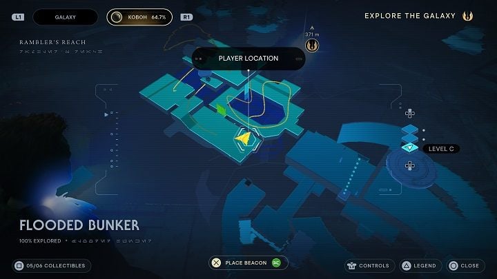 From the previous location, go left and you'll reach an essence - Jedi Survivor: Flooded Bunker - secrets - Koboh - Star Wars Jedi Survivor guide