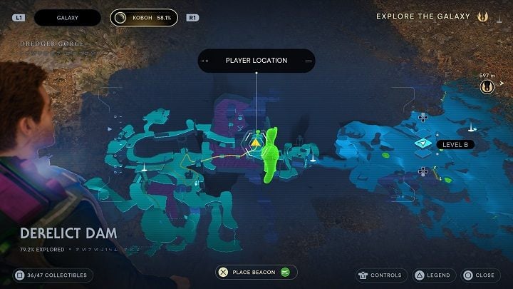 Not far from where the described area ends, there is a sort of elevator where you can use the Slam skill - Jedi Survivor: Derelict Dam - list of secrets, part 3 - Koboh - Star Wars Jedi Survivor guide