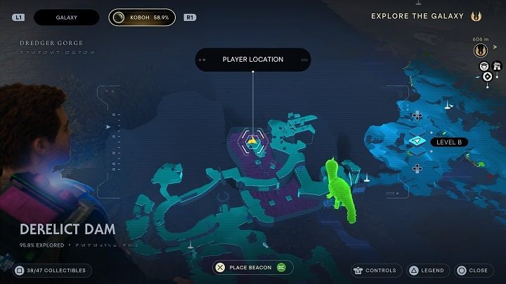 On the platform where chest #3 was previously located is another databank entry - Jedi Survivor: Derelict Dam - list of secrets, part 3 - Koboh - Star Wars Jedi Survivor guide