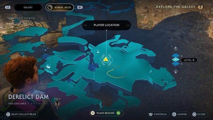 The last seeds to be found in this area are to the right of the elevator - Jedi Survivor: Derelict Dam - list of secrets, part 3 - Koboh - Star Wars Jedi Survivor guide