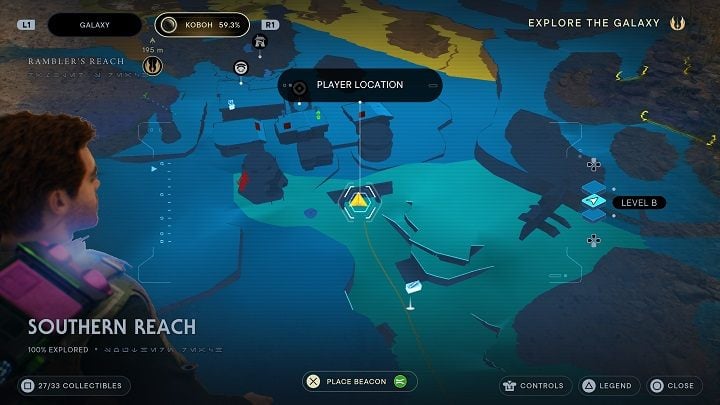 A corpse skull hangs at the entrance to the Rambler's Reach Outpost - Jedi Survivor: Southern Reach - list of secrets, part 2 - Koboh - Star Wars Jedi Survivor guide