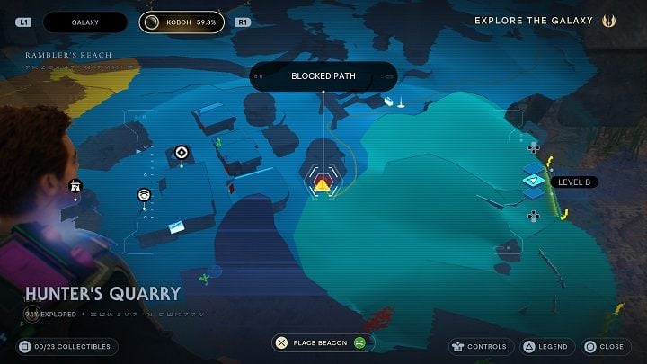 In order to get rid of it, you must go to the neighboring area (Hunter's Quarry) to open the entrance to the cave using Force Lift - Jedi Survivor: Southern Reach - list of secrets, part 2 - Koboh - Star Wars Jedi Survivor guide