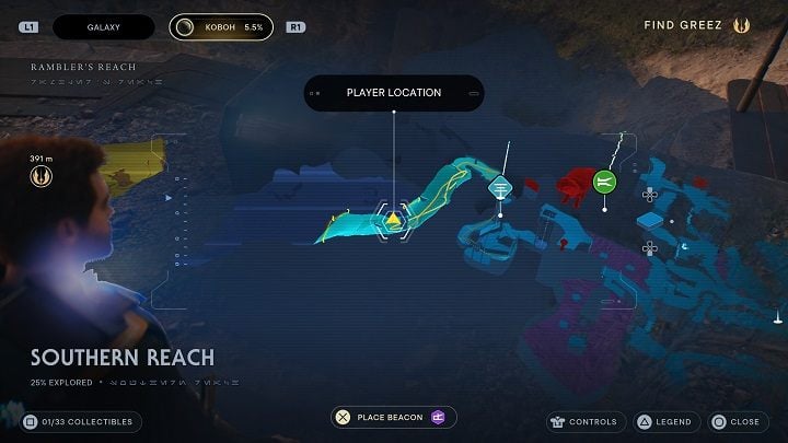 Jump onto the shelf located behind Mosey's post - Jedi Survivor: Southern Reach - list of secrets, part 1 - Koboh - Star Wars Jedi Survivor guide