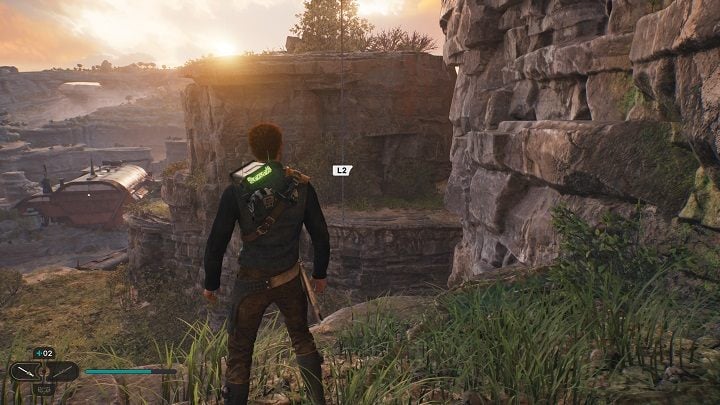 From the place where you found the last collectible, you can go to the right and jump down to the ledge below (you can also get to the same place from the vines mentioned in the previous subsection) - Jedi Survivor: Southern Reach - list of secrets, part 1 - Koboh - Star Wars Jedi Survivor guide
