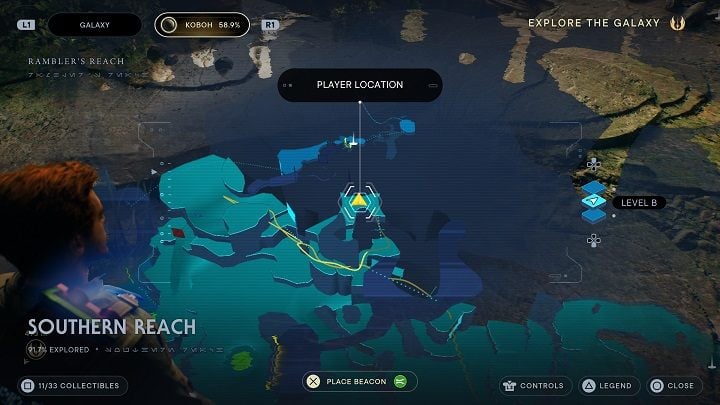 Above the cliff located exactly opposite the previously emptied chest (with kashyyyk paints), you will find another databank entry - Jedi Survivor: Southern Reach - list of secrets, part 1 - Koboh - Star Wars Jedi Survivor guide