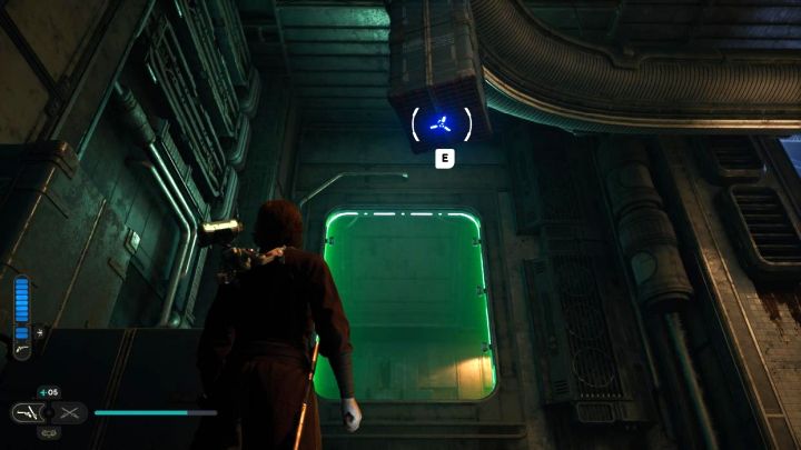 For higher located green gates, for example, you first have to find a place to use the rope to climb or perform a wall run - Star Wars Jedi Survivor: How to bypass a green gate? - Explore - Star Wars Jedi Survivor guide