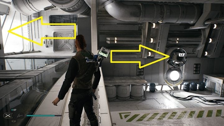 Then go through the passage in front of you and jump up - from there, when you turn around, you will be able to see the device distributing balloons - Jedi Survivor: Diagnostics Corridor - list of secrets - Koboh - Star Wars Jedi Survivor guide