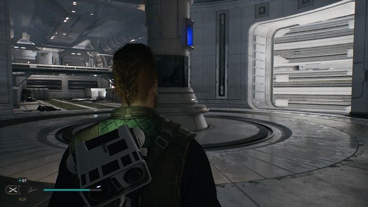 In the room where you found the previous collectible, you must use the fuse until the opposite passage on the right side (looking from the meditation point) is open - Jedi Survivor: Diagnostics Corridor - list of secrets - Koboh - Star Wars Jedi Survivor guide