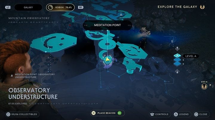 Starting from the meditation point, head downstairs and you will find an area to scan - Jedi Survivor: Observatory Understructure - list of secrets - Koboh - Star Wars Jedi Survivor guide