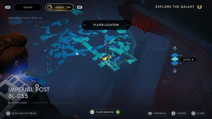 Keep walking ahead until you reach a vast room with a precipice in the middle - Jedi Survivor: Imperial Post 8L-055 - list of secrets - Koboh - Star Wars Jedi Survivor guide