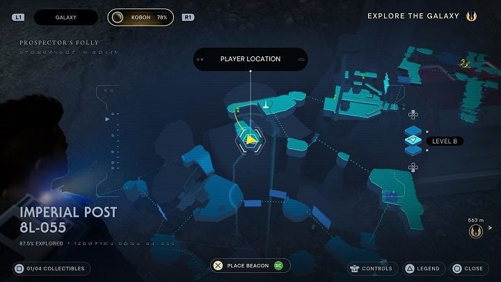 Get over the precipice and you will find a chest blocked by a fuse - Jedi Survivor: Imperial Post 8L-055 - list of secrets - Koboh - Star Wars Jedi Survivor guide