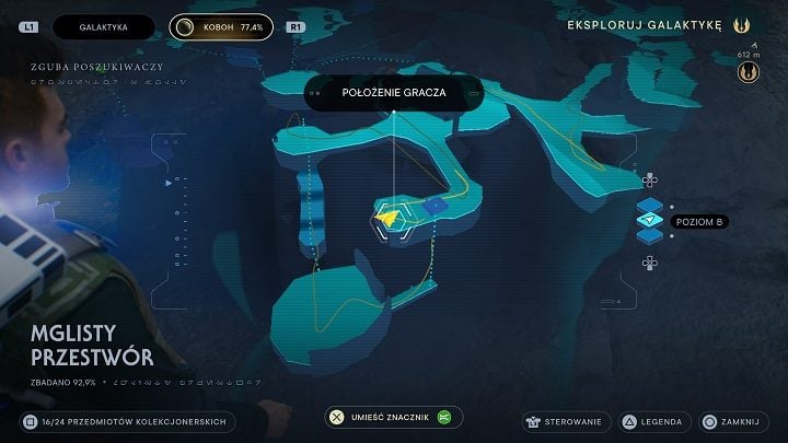 There is an elevator nearby, which will allow you to get to the next secret and - open a shortcut - Jedi Survivor: Fogged Expanse - list of secrets - Koboh - Star Wars Jedi Survivor guide