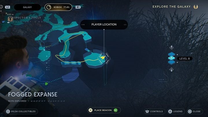 From the one described above, jump down to the shelf below on the right - Jedi Survivor: Fogged Expanse - list of secrets - Koboh - Star Wars Jedi Survivor guide