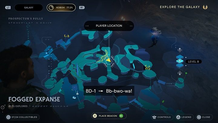 Head in the opposite direction to the last secret, and you will eventually reach a destroyed device that you can scan - Jedi Survivor: Fogged Expanse - list of secrets - Koboh - Star Wars Jedi Survivor guide