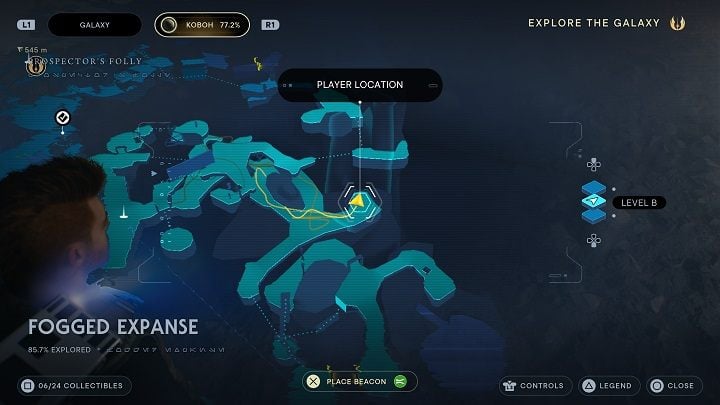 Go outside and head a little to the left and then walk ahead into a more foggy area - Jedi Survivor: Fogged Expanse - list of secrets - Koboh - Star Wars Jedi Survivor guide