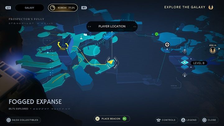 You will end up in a small cave, where's a chest in a lighted area - Jedi Survivor: Fogged Expanse - list of secrets - Koboh - Star Wars Jedi Survivor guide