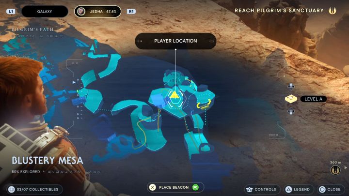 Ignore the crypt temporarily and continue across the Blustery Mesa - Jedi Survivor: Opening Crypt of Uhrma on Jedha - Puzzles - Star Wars Jedi Survivor guide