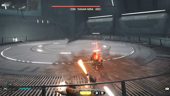 Another red attack used by Dagan is jumping and hitting the ground with great force - Jedi Survivor: How to defeat the Dagan Gera boss in the Forward Control Tower? - Bosses - Star Wars Jedi Survivor guide