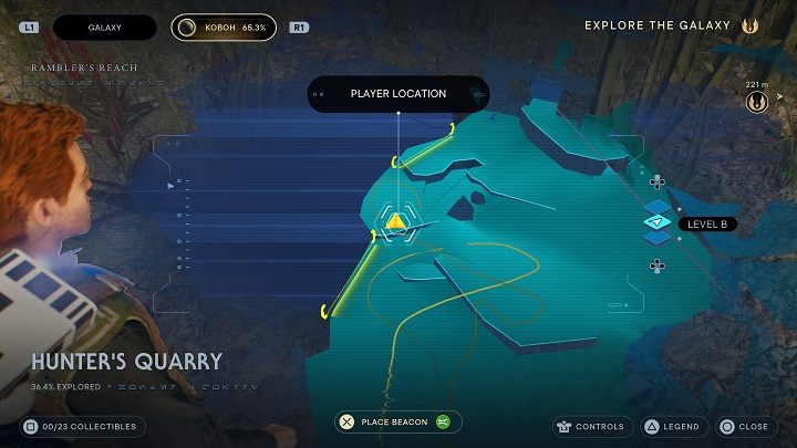 From the entrance to the area, proceed into the direction of a small hill in the western part of the region - Jedi Survivor: Hunters Quarry - list of secrets - Koboh - Star Wars Jedi Survivor guide