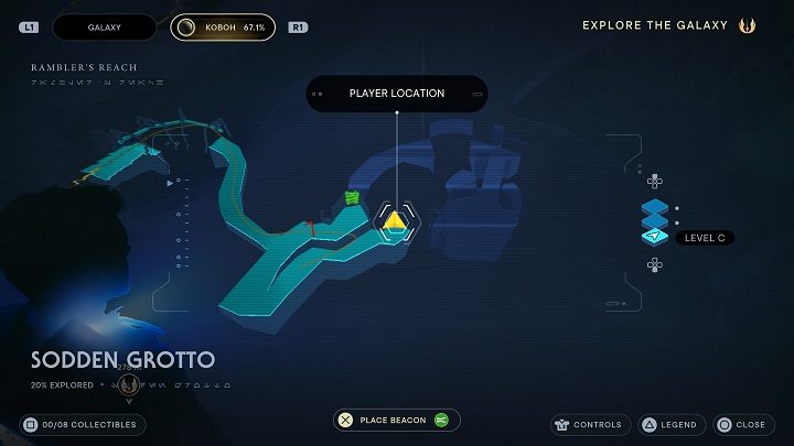 Right at the beginning of the location, you need to destroy a wall blocking the path forward - Jedi Survivor: Sodden Grotto - list of secrets - Koboh - Star Wars Jedi Survivor guide