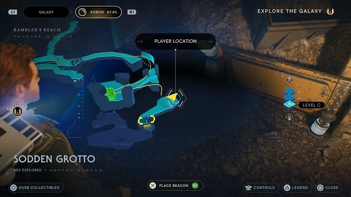 Return to the entrance and destroy another obstacle - Jedi Survivor: Sodden Grotto - list of secrets - Koboh - Star Wars Jedi Survivor guide