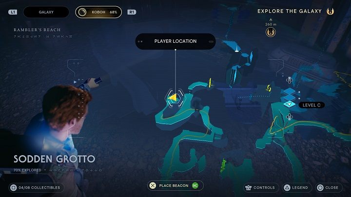 Follow the dark road almost directly straight from the aforementioned gap - Jedi Survivor: Sodden Grotto - list of secrets - Koboh - Star Wars Jedi Survivor guide