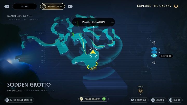 Continue forward and turn left at the first opportunity - Jedi Survivor: Sodden Grotto - list of secrets - Koboh - Star Wars Jedi Survivor guide