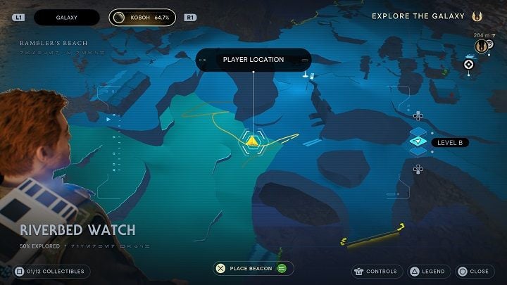 Proceed in the direction of the river - you'll find the seed pod at the river bank - Jedi Survivor: Riverbed Watch - list of secrets - Koboh - Star Wars Jedi Survivor guide