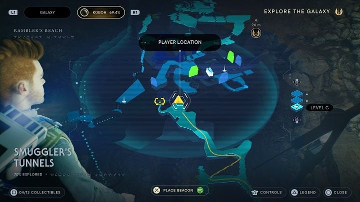 To the right of the last collectible against the wall is another Priorite shard - Jedi Survivor: Smugglers Tunnels - list of secrets - Koboh - Star Wars Jedi Survivor guide