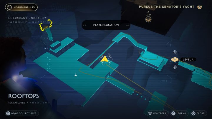 The collectible is in the location with the first meditation point - Jedi Survivor: Rooftops on Coruscant - list of secrets - Coruscant - Star Wars Jedi Survivor guide