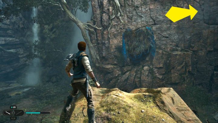 Turn around and pull out another rock formation from the wall and jump over it - Star Wars Jedi Survivor: The Forest Array - Walkthorugh - Star Wars Jedi Survivor guide