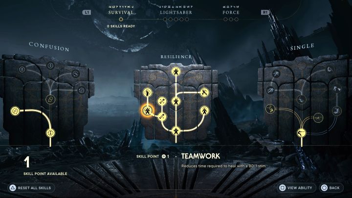 Teamwork - This skill accelerates the healing process with stims - Star Wars Jedi Survivor: Best skills - Basics - Star Wars Jedi Survivor guide