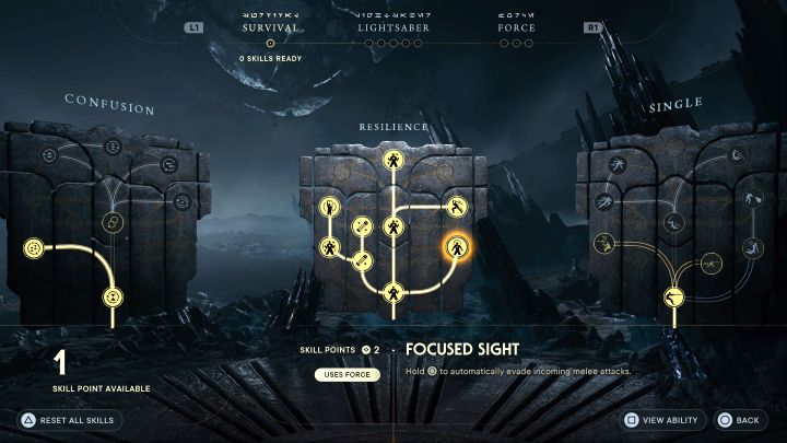 Focused Sight - With this skill you can automatically avoid melee attacks - Star Wars Jedi Survivor: Best skills - Basics - Star Wars Jedi Survivor guide