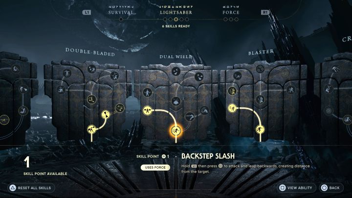 We advise you to purchase the first skills from the skill trees for at least 2 of your favorite stances - Star Wars Jedi Survivor: Best skills - Basics - Star Wars Jedi Survivor guide