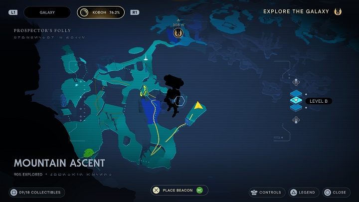 Go back up the hill to the path you took previously to get here and watch out for a group of enemies - Jedi Survivor: Mountain Ascent - list of secrets - Koboh - Star Wars Jedi Survivor guide